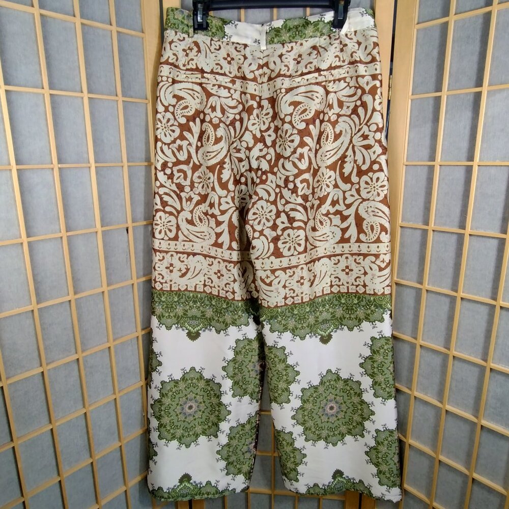 Zara Floral Boho Wide Leg Pants Size L - Picture 3 of 10